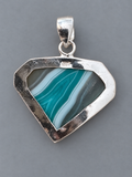 Teal Botswana Agate Silver Overlay Pendant