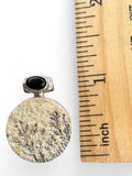 German Dendrite & Onyx Solid 925 Sterling Silver Pendant