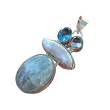 Aquamarine Pearl Solid 925 Sterling Silver Pendant