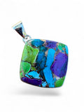 Blue, Green & Purple Turquoise Solid 925 Sterling Silver Pendant