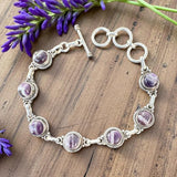 Chevron Amethyst Solid 925 Sterling Silver Bracelet