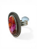 Kingman Pink Dahlia Turquoise Solid 925 Sterling Silver Ring 8