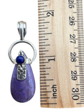 Lavender Jade & Blue Lapis Solid 925 Sterling Silver Pendant