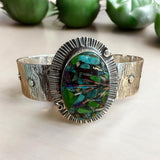 Kingman Fiesta Turquoise Solid 925 Sterling Silver Cuff Bracelet