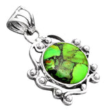 Green Mojave Turquoise Solid 925 Sterling Silver Pendant