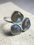 Faceted Labradorite Solid 925 Sterling Silver Ring 9