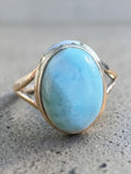 Caribbean Larimar Solid 925 Sterling Silver Ring 9