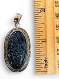 Carved Labradorite Solid 925 Sterling Silver Pendant