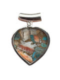 Kingman Turquoise & Spiny Oyster Solid 925 Sterling Silver Pendant