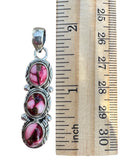 Triple Kingman Red Rose Dahlia Solid 925 Sterling Silver Pendant