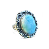 Caribbean Larimar Solid 925 Sterling Silver Ring 8