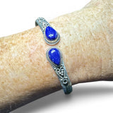 Blue Lapis Solid 925 Sterling Silver Bangle Bracelet