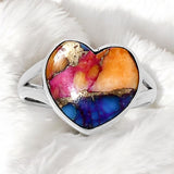 HEART Pink Dahlia Solid 925 Sterling Silver Ring 9