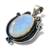 Rainbow Moonstone Solid 925 Sterling Silver Pendant