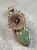 Quartz Stalactite & Amazonite Solid 925 Sterling Silver Pendant