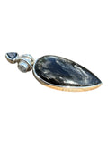 Black Golden Seraphanite & Onyx Solid 925 Sterling Silver Pendant