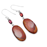 Noreena Jasper & Garnet Solid 925 Sterling Silver Earrings
