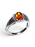 Baltic Amber Solid 925 Sterling Silver Ring 7