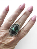 Black Jack Turquoise Solid 925 Sterling Silver Ring 9