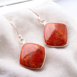 Red Moss Agate Solid 925 Sterling Silver Earrings