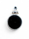 Faceted Black Onyx Solid 925 Sterling Silver Pendant