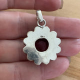 Ruby Flower Solid Sterling Silver Pendant