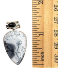 Dendritic Opal & Onyx Solid 925 Sterling Silver Pendant