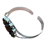 Tiger Eye Flower Solid 925 Sterling Silver Cuff Bracelet