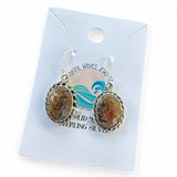 Crazy Lace Agate oval Solid 925 Sterling Silver Earrings