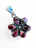 Kingman Red Rose Dahlia flower Solid 925 Sterling Silver Pendant