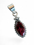 Kingman Red Rose Dahlia Solid 925 Sterling Silver Pendant
