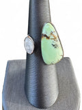 Lemon Chrysoprase & Moonstone Solid 925 Sterling Silver Ring 9