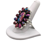 Kingman Pink Dahlia Turquoise Solid 925 Sterling Silver Ring