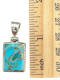 Kingman Blue Copper Turquoise Solid 925 Sterling Silver Pendant