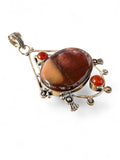Mookaite Jasper & Carnelian Silver Overlay Pendant