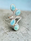 Caribbean Larimar Solid 925 Sterling Silver Ring ADJ