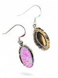 Pink lab Opal Solid 925 Sterling Silver Earrings