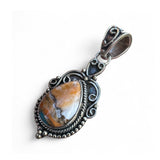 Kingman Turquoise & Spiny Oyster Solid 925 Sterling Silver Pendant