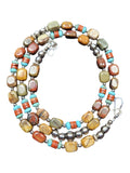 Navajo Pearl, Turquoise, Red Creek Jasper & Bench Bead Sterling Silver Necklace – 20”