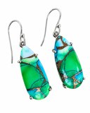 Kingman Peacock Dahlia Solid 925 Sterling Silver Earrings
