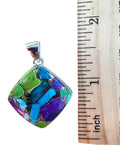 Blue, Green & Purple Turquoise Solid 925 Sterling Silver Pendant