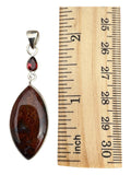 Red Moss Agate & Garnet Solid 925 Sterling Silver Pendant