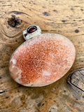 Orange Scolecite & Garnet Solid 925 Sterling Silver Pendant
