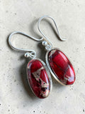 Kingman Red Rose Dahlia Solid 925 Sterling Silver Earrings