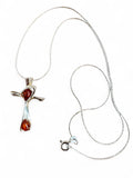 Baltic Amber Solid 925 Sterling Silver Cross Pendant with chain