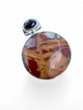 Noreena Jasper & Garnet Solid 925 Sterling Silver Pendant