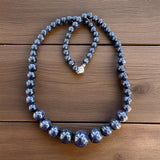 Blue Sandstone graduated Beaded Necklace