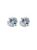 Swiss Blue Topaz Solid 925 Sterling Silver stud Earrings