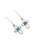 Blue Topaz Cross Solid 925 Sterling Silver Pendant Earrings Set