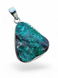Rough Chrysocolla Solid 925 Sterling Silver Pendant